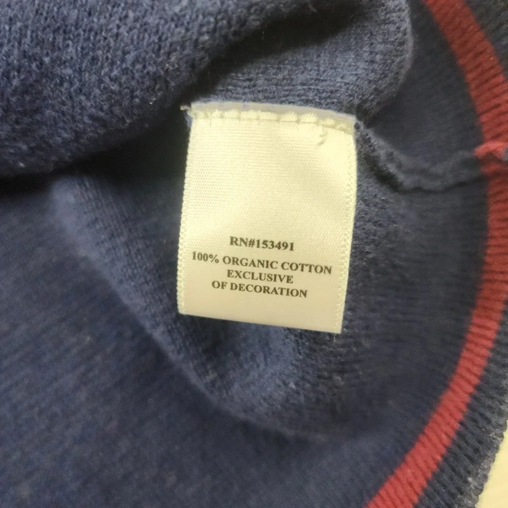 Hope & Henry Navy Blue Red Stripe Bow Knit Organic Cotton Dress‎ Kids Size 4
